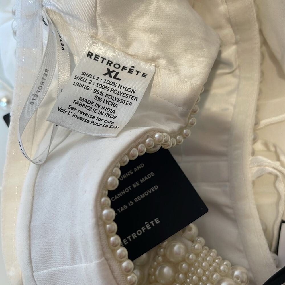 RETROFETE Ximena Pearl Embellished Cutout Pleated White Maxi Dress Size XL - Picture 10 of 10